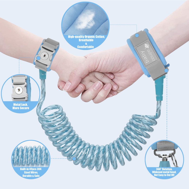 WSZCML Toddler Harness Walking Leash- Child Anti Lost Wrist Link - Child Safety Harness - Upgrade with Reflective(6.5ft) - for Boys and Girls,Not Easy to Open Without Key (Blue) - Image 2